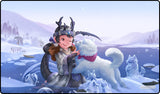 Animated character with deer-like features in a snowy landscape