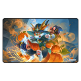 Colorful mouse pad with fantasy character design on a white background