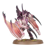 Fantasy figurine with purple and pink armor on a white background