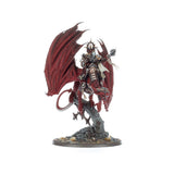 Fantasy figurine with red wings and armor on a white background
