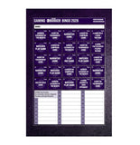 Gaming Bunker Bingo 2026 game board with purple and white design on a black frame.