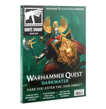 Warhammer magazine cover featuring a warrior with an eagle emblem on a green background