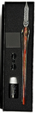 Decorative arrow with quiver and nocking point in a black display case
