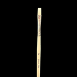 Paintbrush with a wooden handle and metal ferrule on a black background