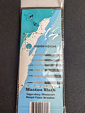 Packaging of Maxton Black miniature paint brushes with a blue and beige design.