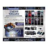 Product packaging for 'Starship Vengeance' game terrain set by Tenfold Dungeon with images of rooms and gaming elements.