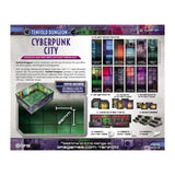 Box for Tenfold Dungeon Cyberpunk City modular playing terrain with colorful graphics and text.