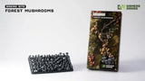 Forest mushrooms gaming base and packaging on a white background