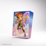 Card game box with fantasy character design on a gradient background