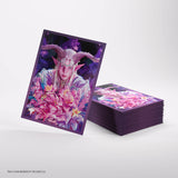 Fantasy-themed card with a character and flowers on a white background