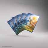 Set of trading cards with dragon illustrations on a gray background