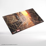 Spider web design mouse pad with Marvel and Magic: The Gathering logos on a white background