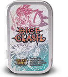 Dice Clash game box with warrior illustrations and Galen's Games branding.