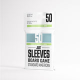 Pack of 50 board game sleeves on a white background