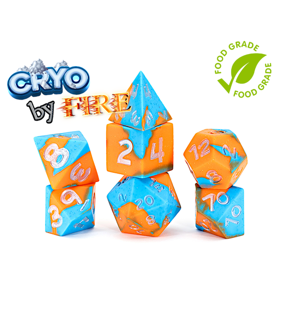 Anti-Stress Dice: “Cryo by Fire” (7 Polyhedral Dice Set)