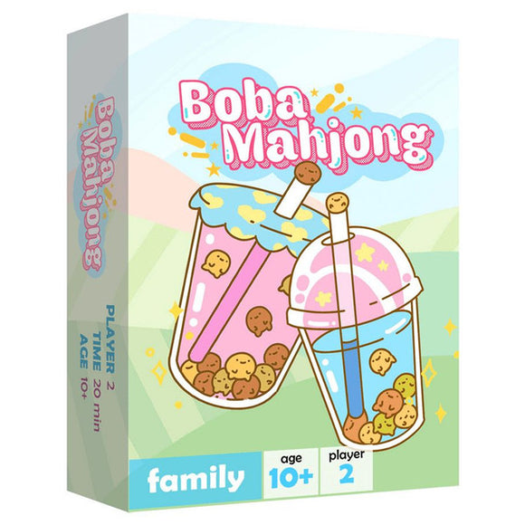 Boba Mahjong game box with colorful design on a white background