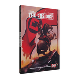 Book titled 'The Obsidian' with a warrior on horseback illustration on the cover.