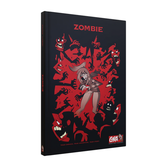 Book titled 'Zombie' with red and black design on a white background