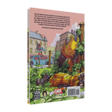 Back cover of a book with colorful illustration and text, featuring Van Ryder Games and GNA logos.