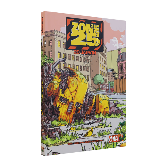 Comic book cover with a robot and cityscape illustration, featuring 'Zone 25' and '2D-Jarvin' text.