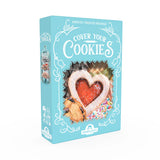 Box of 'Cover Your Cookies' game with heart-shaped cookie design on a light blue background