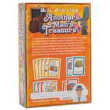 Board game box titled 'Another Man's Treasure' with card illustrations on an orange background
