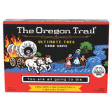 The Oregon Trail card game box with graphics and text on a white background