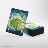 Stack of trading cards with a green dragon illustration on a white background