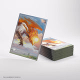 Stack of trading cards with a dragon illustration on a white background