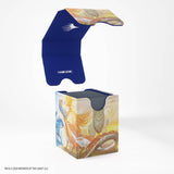 Card storage box with dragon design and blue top lid on a white background