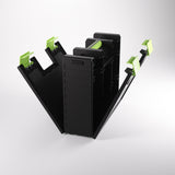 Black and green modular storage system on a white background