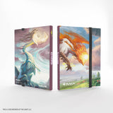 Two trading card binders with dragon illustrations on a white background