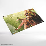 Fantasy-themed mouse pad with a character design on a white background