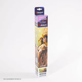 Card game playmat packaging with character illustration on a white background