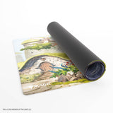 Yoga mat with a colorful design on a white background