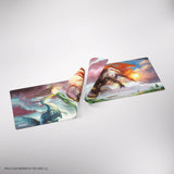 Two colorful trading card sleeves with dragon designs on a white background.