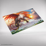 Fantasy mouse pad with a dragon design on a gray background
