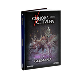 Book titled 'Cohors Cthulhu Germania' with a dark cover featuring a warrior and creature on a white background