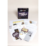 Homicide or Heist game box with components on a white background
