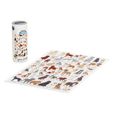 Puzzle with dog illustrations and packaging on a white background