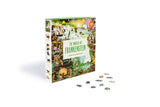 Puzzle box titled 'The World of Frankenstein' with scattered pieces on a white background