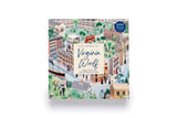 Jigsaw puzzle box featuring illustrations of a cityscape with 'The World of Virginia Woolf' text.