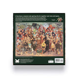 Back of a puzzle box featuring a collage of characters on a white background