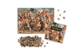 Jigsaw puzzle with characters from a book, featuring the cover and scattered pieces on a white background.