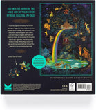 Back of a puzzle box with colorful illustration and text about Norse gods and mythology.