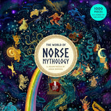 Jigsaw puzzle box cover featuring Norse mythology with colorful illustrations and a rainbow.