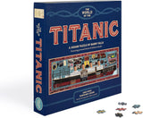 Jigsaw puzzle box titled 'The World of the Titanic' by Barry Falls on a white background