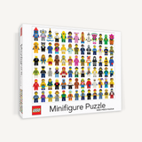 LEGO Minifigure Puzzle packaging with character illustrations on a white background