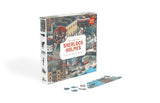 Jigsaw puzzle box featuring Sherlock Holmes theme with cityscape illustration