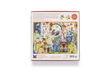 Jigsaw puzzle box with colorful illustrations on a white background